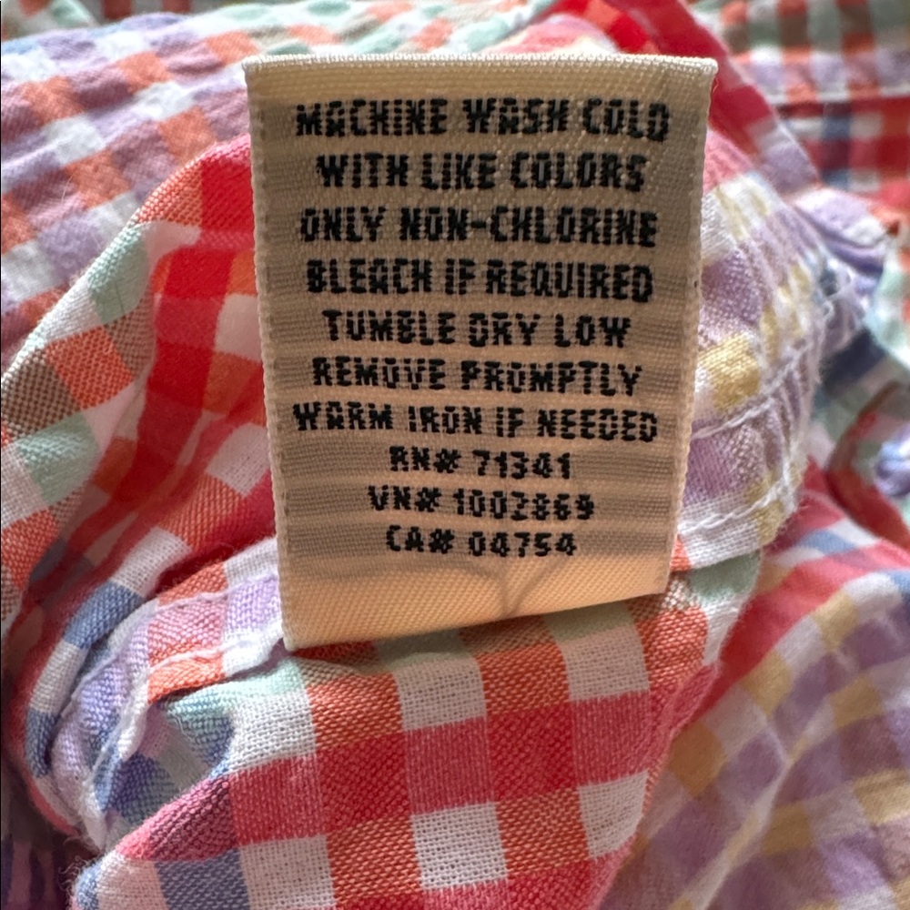 L.L. Bean | 100% Cotton Seersucker Short Sleeve Button Up in Colorful Plaid | S - Picture 8 of 8